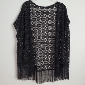 Black Crochet Style Cardigan XL/XXL